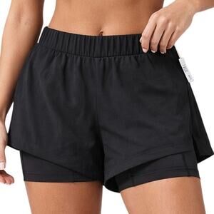 Calla Run Collection High-Rise 2-in-1 Run Shorts Women’s XS Black NWT